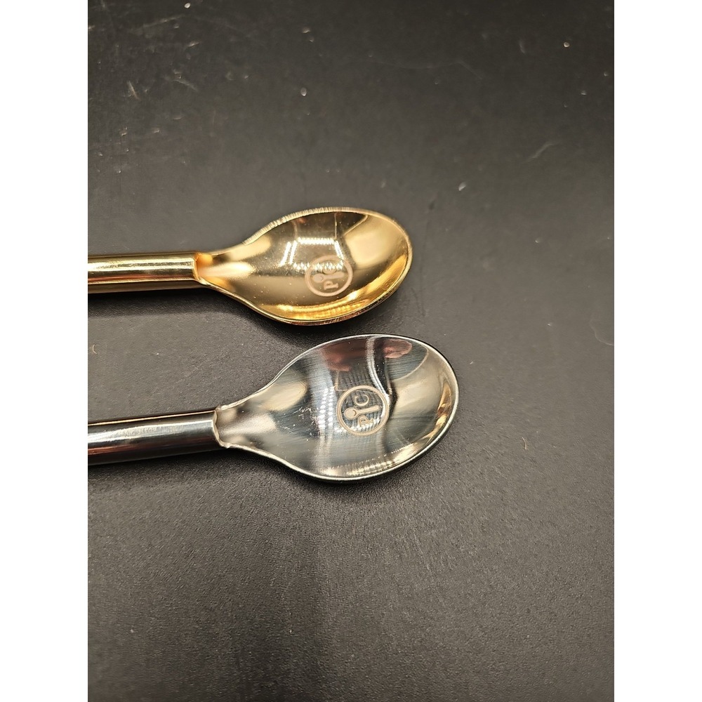 Pampered Chef 100131 Metal Spoon Straws (2) Gold And Silver 002